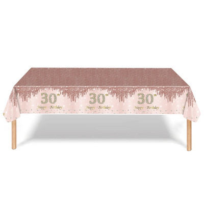 8Guests Rose Gold 30-aastane ühekordselt kasutatavate lauanõude komplekt 30-aastase lauakattega pabertaldrikud 30 naise 30. sünnipäeva peokaunistus
