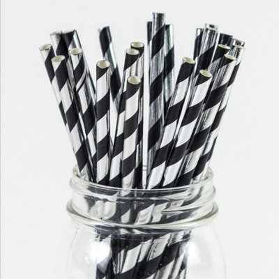 25 τμχ Ροζ χρυσό χαρτί καλαμάκια ριγέ κουκκίδα Ψάθινο άχυρο μίας χρήσης Στολισμός γάμου Ψάθινο παιδικό ντους προμήθειες γενεθλίων