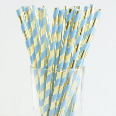 25 τμχ Ροζ χρυσό χαρτί καλαμάκια ριγέ κουκκίδα Ψάθινο άχυρο μίας χρήσης Στολισμός γάμου Ψάθινο παιδικό ντους προμήθειες γενεθλίων