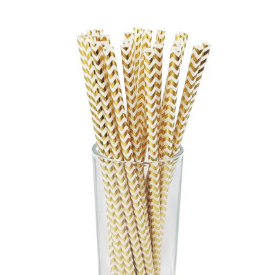 25 τμχ Ροζ χρυσό χαρτί καλαμάκια ριγέ κουκκίδα Ψάθινο άχυρο μίας χρήσης Στολισμός γάμου Ψάθινο παιδικό ντους προμήθειες γενεθλίων