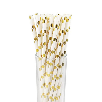 25 τμχ Ροζ χρυσό χαρτί καλαμάκια ριγέ κουκκίδα Ψάθινο άχυρο μίας χρήσης Στολισμός γάμου Ψάθινο παιδικό ντους προμήθειες γενεθλίων