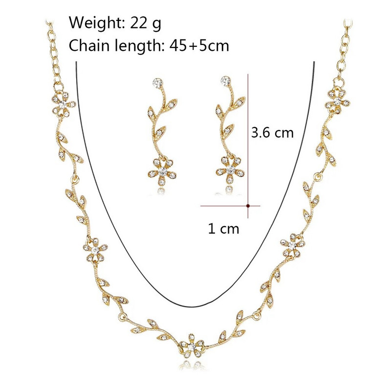 Σκουλαρίκια Κολιέ γάμου Νυφικά Σετ Κοσμήματα με λουλούδια Κρυστάλλινα Σετ Κολιέ με λουλούδια Μόδα κοσμήματα Δώρο