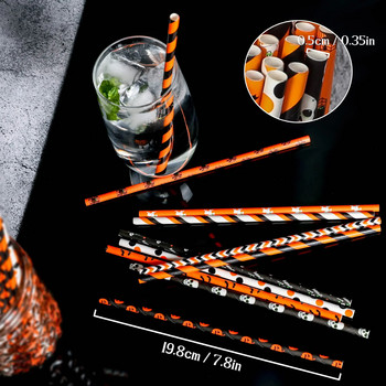 Καλαμάκια από χαρτί αποκριάτικων 25/50 τεμαχίων βιοδιασπώμενη νυχτερίδα κολοκύθας Ghost Drinking Stripe Dot Straw για είδη γάμου Μπομπονιέρες για πάρτι