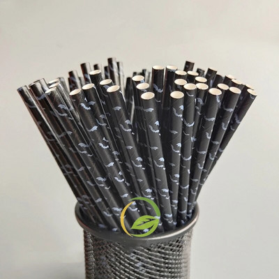 Καλαμάκια από χαρτί αποκριάτικων 25/50 τεμαχίων βιοδιασπώμενη νυχτερίδα κολοκύθας Ghost Drinking Stripe Dot Straw για είδη γάμου Μπομπονιέρες για πάρτι