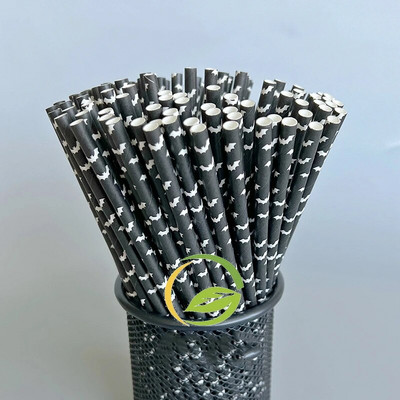 Καλαμάκια από χαρτί αποκριάτικων 25/50 τεμαχίων βιοδιασπώμενη νυχτερίδα κολοκύθας Ghost Drinking Stripe Dot Straw για είδη γάμου Μπομπονιέρες για πάρτι