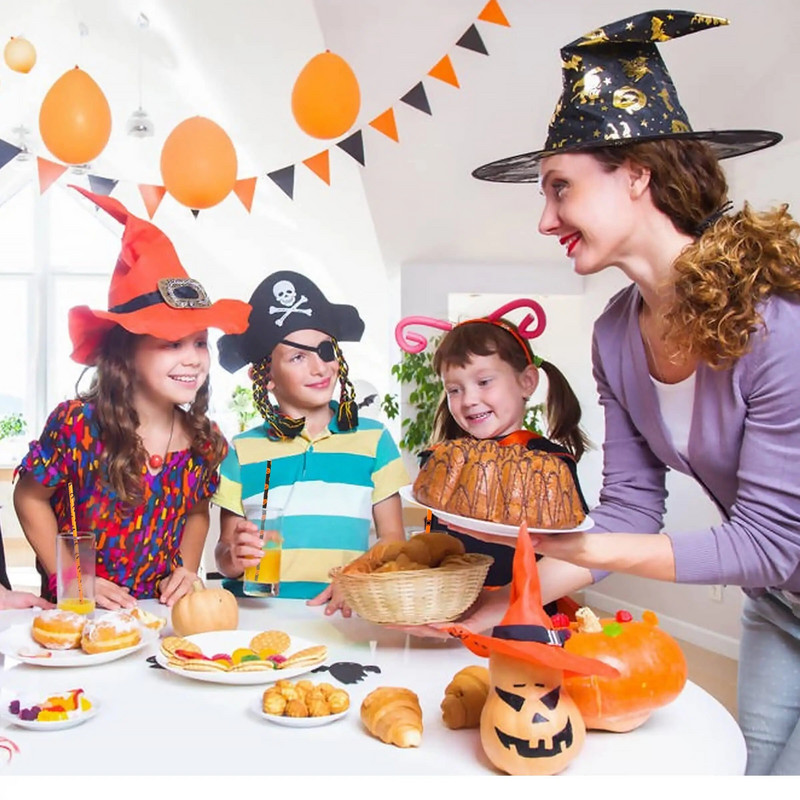 Καλαμάκια από χαρτί αποκριάτικων 25/50 τεμαχίων βιοδιασπώμενη νυχτερίδα κολοκύθας Ghost Drinking Stripe Dot Straw για είδη γάμου Μπομπονιέρες για πάρτι