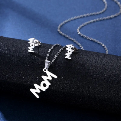 Σετ σκουλαρίκια κολιέ 316L Luxury Charm Punk Γυναικεία Lover`s Cartoon Cross Silver χρώμα Κρεμαστό σκουλαρίκι Κολιέ Κοσμήματα