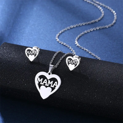 Σετ σκουλαρίκια κολιέ 316L Luxury Charm Punk Γυναικεία Lover`s Cartoon Cross Silver χρώμα Κρεμαστό σκουλαρίκι Κολιέ Κοσμήματα