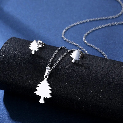 Σετ σκουλαρίκια κολιέ 316L Luxury Charm Punk Γυναικεία Lover`s Cartoon Cross Silver χρώμα Κρεμαστό σκουλαρίκι Κολιέ Κοσμήματα