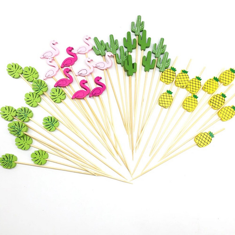100 τμχ Σουβλάκια από μπαμπού μίας χρήσης Επιλογές φαγητού Επιδόρπιο με φρούτα σε μπουφέ Κοκτέιλ Σάντουιτς Ραβδί Πιρούνι Οδοντογλυφίδα Διακόσμηση Γάμου