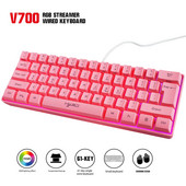 HXSJ V700 61 πλήκτρα gaming RGB πληκτρολόγιο για παίκτες Πληκτρολόγιο USB Backlight με πολλαπλούς συνδυασμούς πλήκτρων συντομεύσεων για το PUBG Home