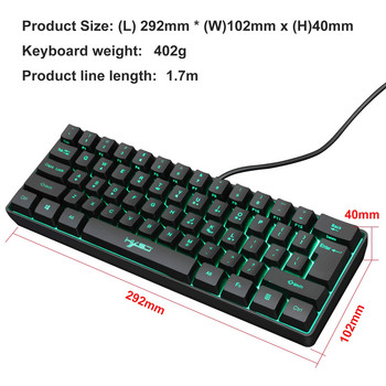 HXSJ V700 61 клавиша Gaming RGB клавиатура за геймъри USB Backlight клавиатура с множество комбинации от клавишни комбинации за PUBG Home