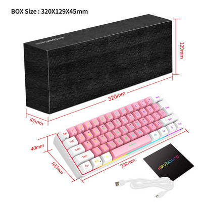 HXSJ V700 61 πλήκτρα gaming RGB πληκτρολόγιο για παίκτες Πληκτρολόγιο USB Backlight με πολλαπλούς συνδυασμούς πλήκτρων συντομεύσεων για το PUBG Home