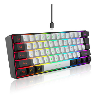 HXSJ V700 61 πλήκτρα gaming RGB πληκτρολόγιο για παίκτες Πληκτρολόγιο USB Backlight με πολλαπλούς συνδυασμούς πλήκτρων συντομεύσεων για το PUBG Home