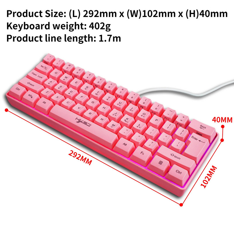 HXSJ V700 61 πλήκτρα gaming RGB πληκτρολόγιο για παίκτες Πληκτρολόγιο USB Backlight με πολλαπλούς συνδυασμούς πλήκτρων συντομεύσεων για το PUBG Home