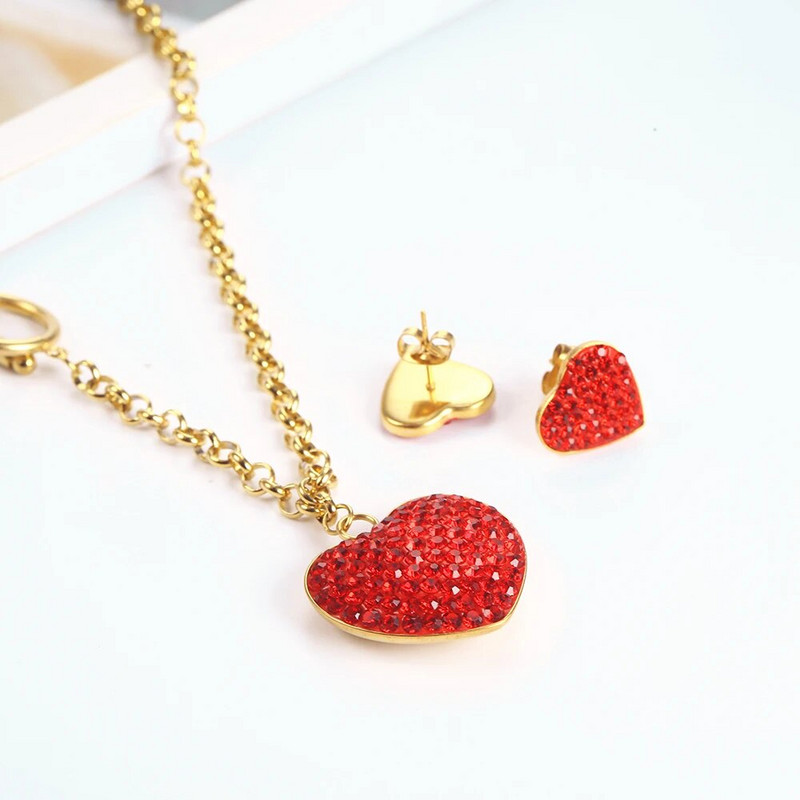 OUFEI roostevabast terasest ehted naistele moeehtekomplektid südamest kaelakee kõrvarõngakomplektid ehtetarvikud tasuta kohaletoimetamine