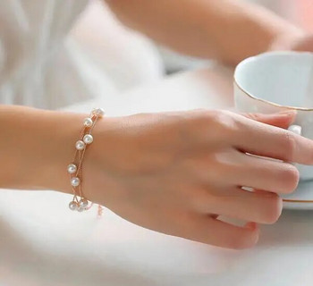 Σετ κοσμημάτων Imitation Pearl Simulated Pearl Double Layer Γυναικεία σκουλαρίκια Κολιέ Σετ βραχιόλια για γάμο N271