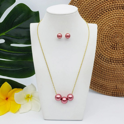 Sjajna trostruka okrugla lebdeća ogrlica s naušnicama od crnog bisera Set nakita Ručno izrađeni poklon za djeveruše iz Havaja Polinezije