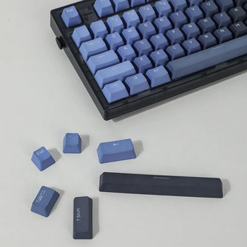 Clear Breeze Тъмно сини градиентни клавишни капачки OEM профил Прозрачна клавишна капачка със задно осветяване PBT странична/горна печатна капачка на клавиша за клавиатура на MX Switch