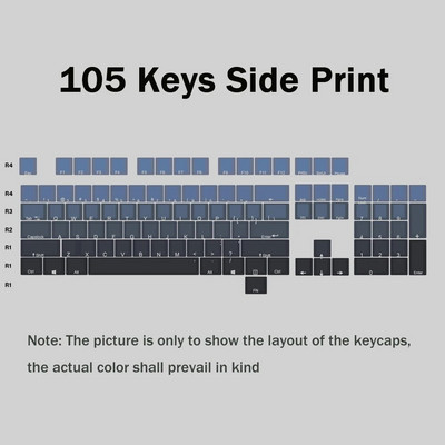 Clear Breeze tumesinine gradientklahvistiku OEM-profiili taustavalgustusega läbipaistev klahvikork PBT külje/ülemise printimise klahvikork MX Switchi klaviatuuri jaoks