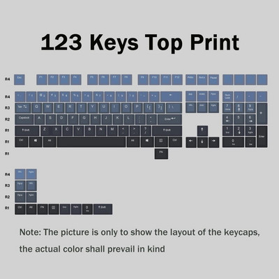 Clear Breeze tumesinine gradientklahvistiku OEM-profiili taustavalgustusega läbipaistev klahvikork PBT külje/ülemise printimise klahvikork MX Switchi klaviatuuri jaoks