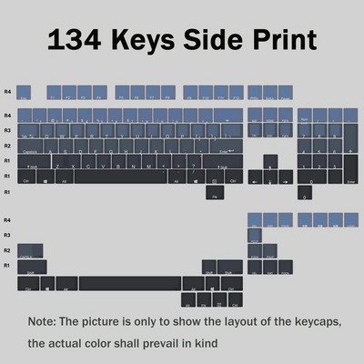 Clear Breeze tumesinine gradientklahvistiku OEM-profiili taustavalgustusega läbipaistev klahvikork PBT külje/ülemise printimise klahvikork MX Switchi klaviatuuri jaoks