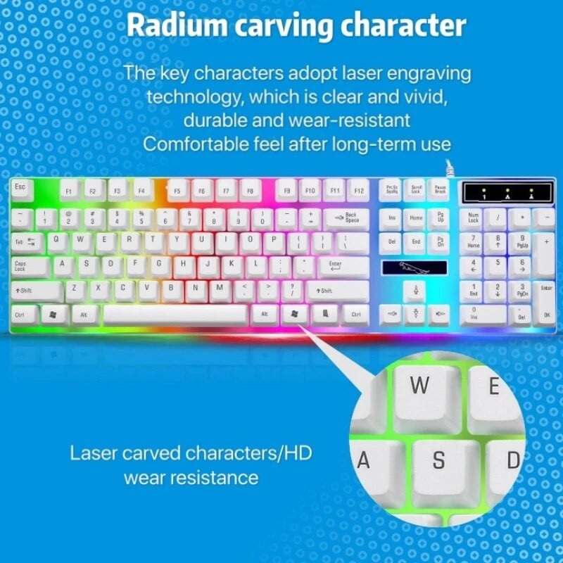 G21 žičana tipkovnica za WinXP/7/8MAC10.2 računalo USB crni UV znakovi 104 tipke 7-bojna RGB mehanička tipkovnica za stolna računala