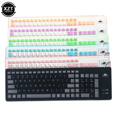 103 keys Portable Silent Foldable Silicone Keyboard USB Wired Flexible Soft Waterproof Roll Up Silica Gel Keyboard for PC Laptop