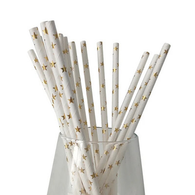 25 kom/lot zlatno srebrne slamke od papira za piće Veleprodaja Dekoracije za rođendanske zabave za odrasle Vjenčanje za bebe Šarene papirnate slamke
