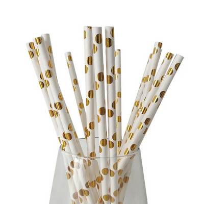 25 kom/lot zlatno srebrne slamke od papira za piće Veleprodaja Dekoracije za rođendanske zabave za odrasle Vjenčanje za bebe Šarene papirnate slamke