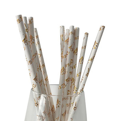 25 kom/lot zlatno srebrne slamke od papira za piće Veleprodaja Dekoracije za rođendanske zabave za odrasle Vjenčanje za bebe Šarene papirnate slamke