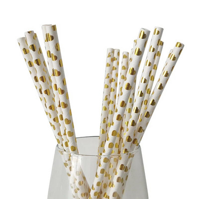 25 kom/lot zlatno srebrne slamke od papira za piće Veleprodaja Dekoracije za rođendanske zabave za odrasle Vjenčanje za bebe Šarene papirnate slamke