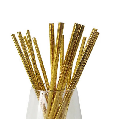 25 kom/lot zlatno srebrne slamke od papira za piće Veleprodaja Dekoracije za rođendanske zabave za odrasle Vjenčanje za bebe Šarene papirnate slamke