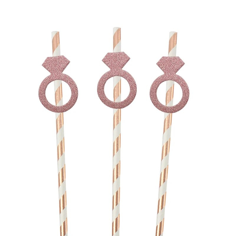 10kom papirnatih dijamantnih slamki za prstenje za Valentinovo Pojedinačni prijedlog vjenčanja mladenke Plemenski svadbeni tuš Dekoracija za djevojačku zabavu