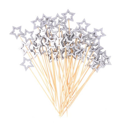 50/100Pcs Σουβλάκια από μπαμπού σε σχήμα αστεριού Επιλογές φαγητού για κοκτέιλ σε μπουφέ Φρούτα cupcake πιρούνια ραβδιά για πάρτι Διακοσμητικά τραπέζια