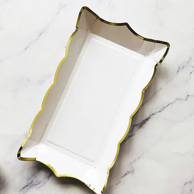 Jednobojno jednokratno posuđe od 4 komada Posuda za voćnu tortu Pravokutni papirnati tanjur Rođendanska zabava Karneval Baby Shower Dekoracija vjenčanja