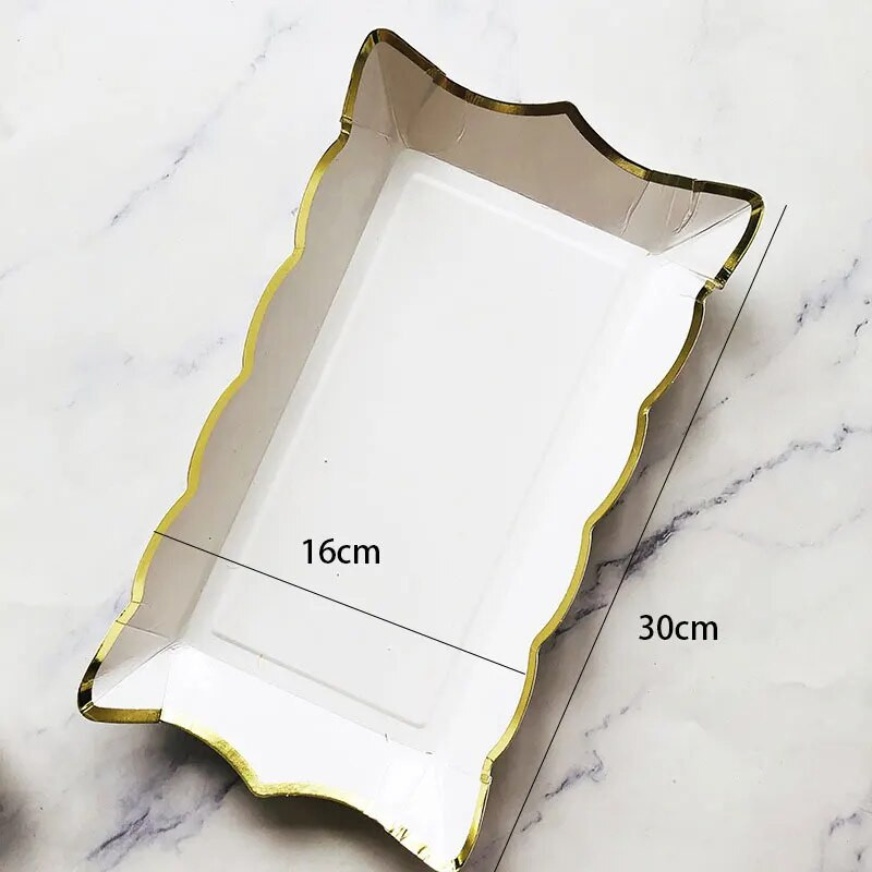 Jednobojno jednokratno posuđe od 4 komada Posuda za voćnu tortu Pravokutni papirnati tanjur Rođendanska zabava Karneval Baby Shower Dekoracija vjenčanja