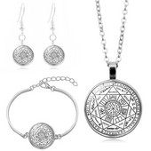 Seven Archangels Cabochon klaasist kaelakee, kõrvarõngas, käevõru, käevõru komplekt, kokku 4 tk. ehtekomplekt naiste loomingulisteks kingitusteks