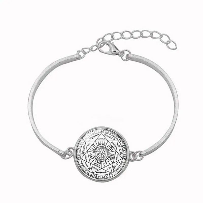 Seven Archangels Cabochon klaasist kaelakee, kõrvarõngas, käevõru, käevõru komplekt, kokku 4 tk. ehtekomplekt naiste loomingulisteks kingitusteks