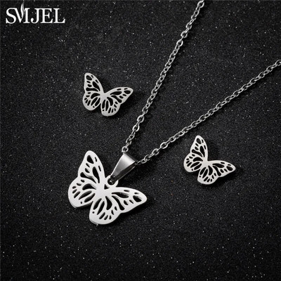 Κορεατικά Σετ κοσμημάτων πεταλούδας από ανοξείδωτο ατσάλι για γυναίκες Κρεμαστό κολιέ από έντομα μέλισσας Κρεμαστό κολιέ για κορίτσια καλοκαιρινό δώρο για την παραλία