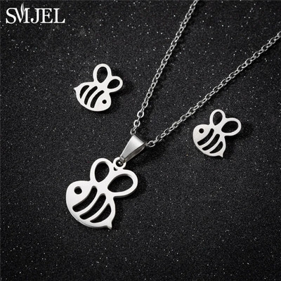 Κορεατικά Σετ κοσμημάτων πεταλούδας από ανοξείδωτο ατσάλι για γυναίκες Κρεμαστό κολιέ από έντομα μέλισσας Κρεμαστό κολιέ για κορίτσια καλοκαιρινό δώρο για την παραλία