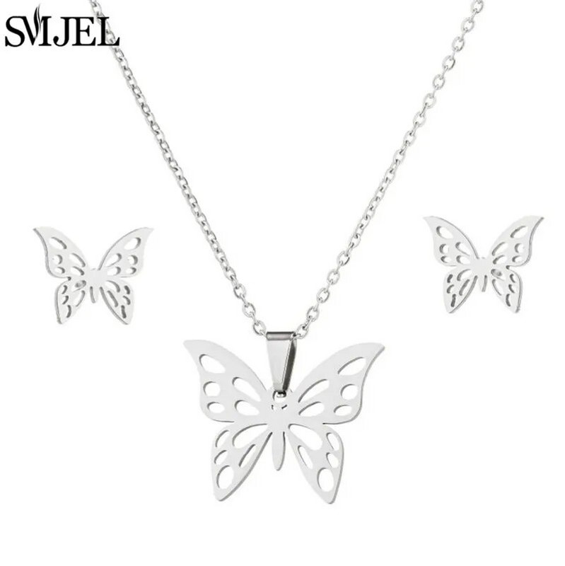Κορεατικά Σετ κοσμημάτων πεταλούδας από ανοξείδωτο ατσάλι για γυναίκες Κρεμαστό κολιέ από έντομα μέλισσας Κρεμαστό κολιέ για κορίτσια καλοκαιρινό δώρο για την παραλία