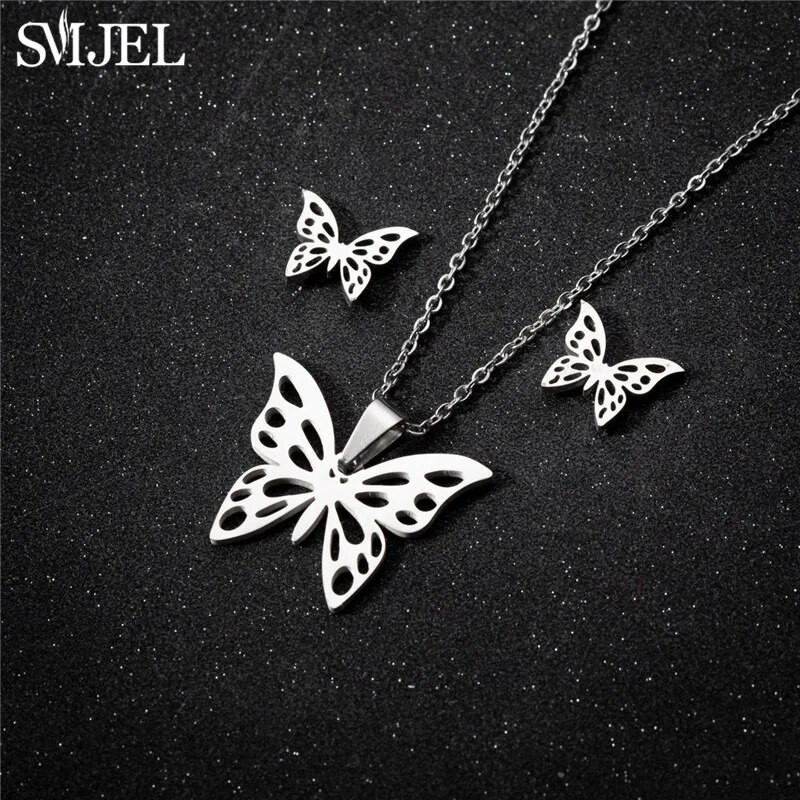 Κορεατικά Σετ κοσμημάτων πεταλούδας από ανοξείδωτο ατσάλι για γυναίκες Κρεμαστό κολιέ από έντομα μέλισσας Κρεμαστό κολιέ για κορίτσια καλοκαιρινό δώρο για την παραλία