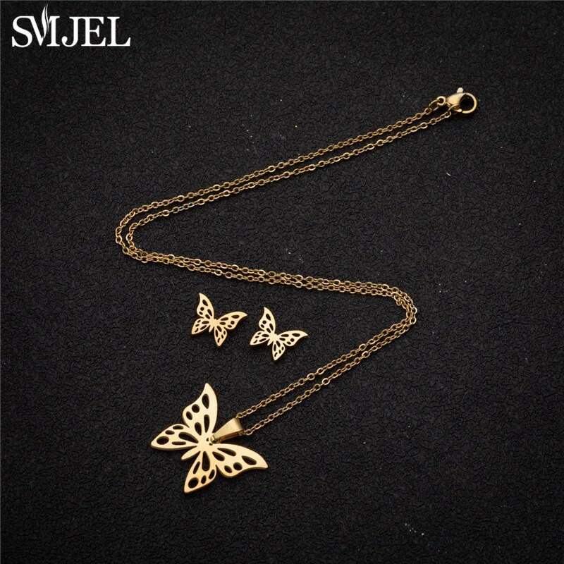 Κορεατικά Σετ κοσμημάτων πεταλούδας από ανοξείδωτο ατσάλι για γυναίκες Κρεμαστό κολιέ από έντομα μέλισσας Κρεμαστό κολιέ για κορίτσια καλοκαιρινό δώρο για την παραλία