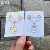 SMJEL Ogrlica s valovima od nehrđajućeg čelika, privjesak Nakit za morske surfere za žene Ocean Wave Charm Choker ogrlice Set naušnica Veleprodaja