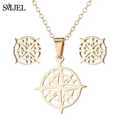 SMJEL Ogrlica s valovima od nehrđajućeg čelika, privjesak Nakit za morske surfere za žene Ocean Wave Charm Choker ogrlice Set naušnica Veleprodaja