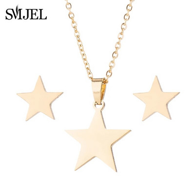 SMJEL Ogrlica s valovima od nehrđajućeg čelika, privjesak Nakit za morske surfere za žene Ocean Wave Charm Choker ogrlice Set naušnica Veleprodaja