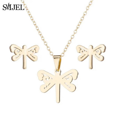 SMJEL Ogrlica s valovima od nehrđajućeg čelika, privjesak Nakit za morske surfere za žene Ocean Wave Charm Choker ogrlice Set naušnica Veleprodaja