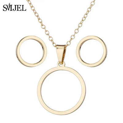 SMJEL Ogrlica s valovima od nehrđajućeg čelika, privjesak Nakit za morske surfere za žene Ocean Wave Charm Choker ogrlice Set naušnica Veleprodaja