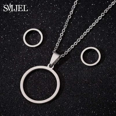 SMJEL Ogrlica s valovima od nehrđajućeg čelika, privjesak Nakit za morske surfere za žene Ocean Wave Charm Choker ogrlice Set naušnica Veleprodaja